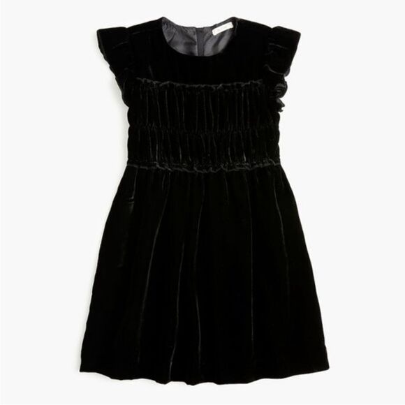 Crewcuts Girls' Smocked-Waist Dress in Black Velvet - Picture 2 of 5